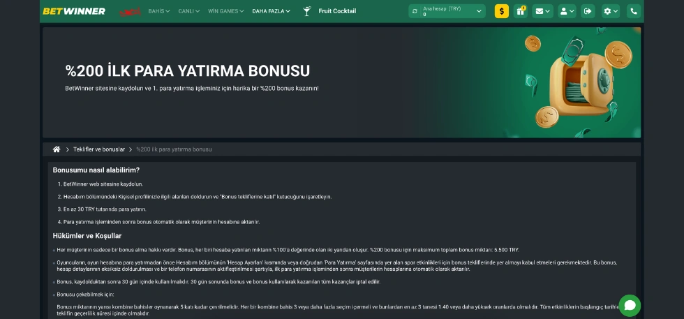 Betwinner Spor Bahis Hoş Geldin Bonusu